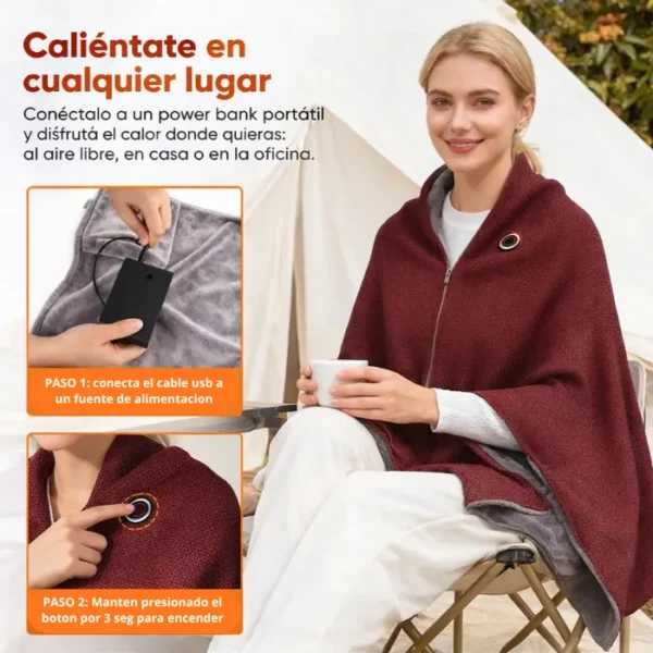 Manta Térmica Eléctrica USB Tipo Poncho – Calor Inteligente
