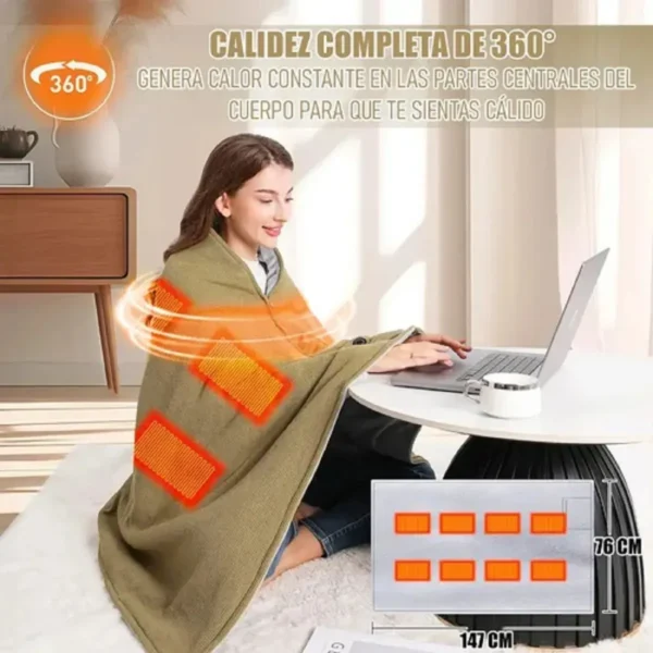 Manta Térmica Eléctrica USB Tipo Poncho – Calor Inteligente